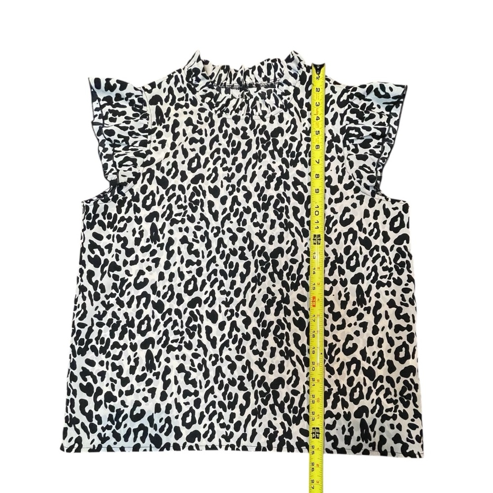 Leopard Print Ruffle Sleeve Top - Picture 7 of 10